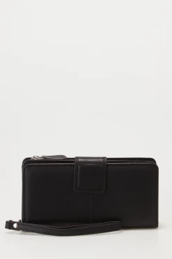 RFID Leather Zip Around Wallet