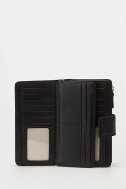 RFID Leather Zip Around Wallet