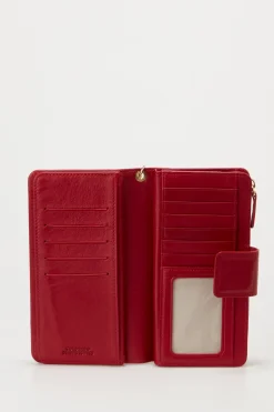 RFID Leather Zip Around Wallet